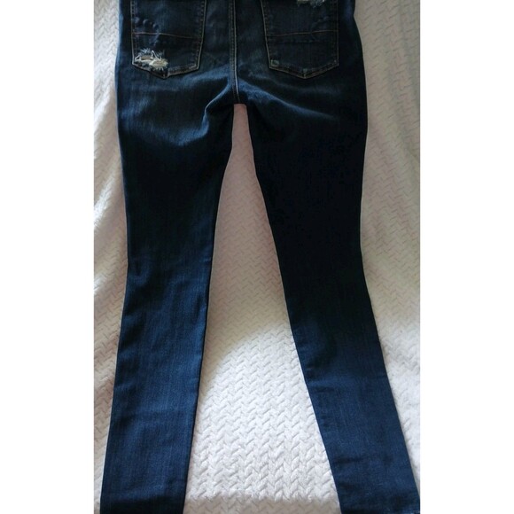 American Eagle Womens 10 L Super Stretch X Distressed jegging Jeans Dark Wash - Picture 11 of 16